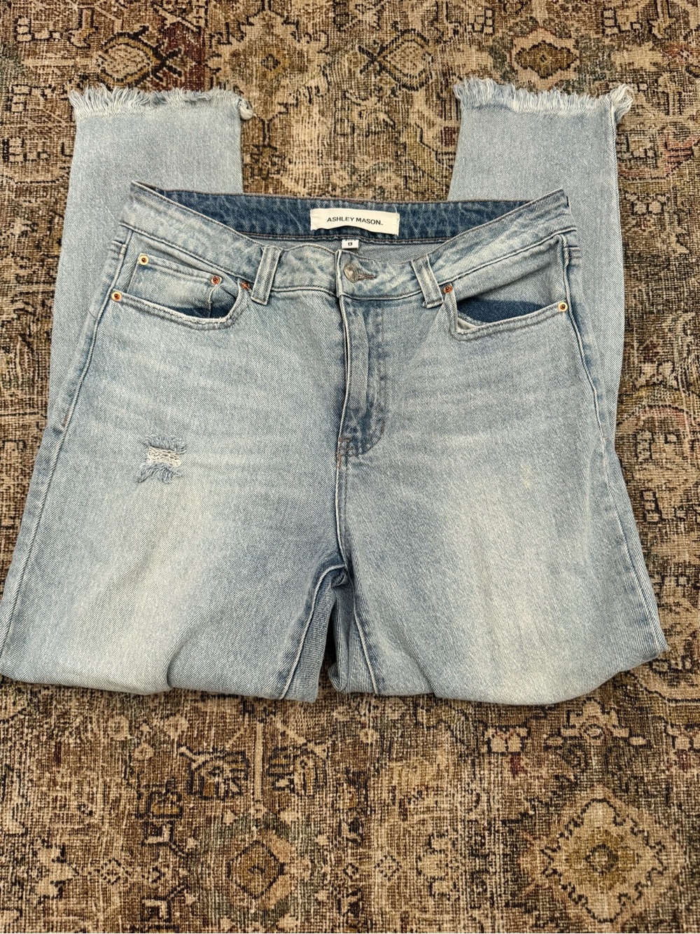Ashley Mason Light Blue Cropped Straight Leg Jeans